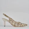 Décolleté e slingback tacco 7cm pelle beige