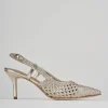 Décolleté e slingback tacco 7cm laminato oro