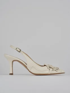 Décolleté e slingback tacco 7cm pelle bianco