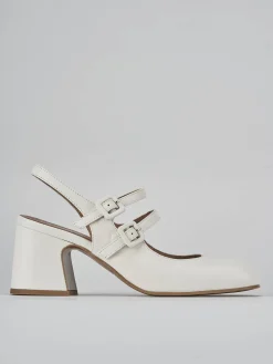 Décolleté e slingback tacco 5cm pelle bianco
