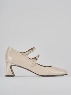 Décolleté e slingback tacco 5cm pelle beige