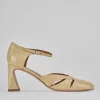 Décolleté e slingback tacco 7cm pelle marrone