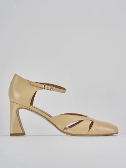 Décolleté e slingback tacco 7cm pelle marrone