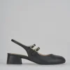 Décolleté e slingback tacco 4cm pelle nero