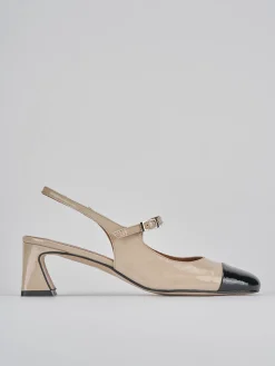 Décolleté e slingback tacco 5cm pelle beige