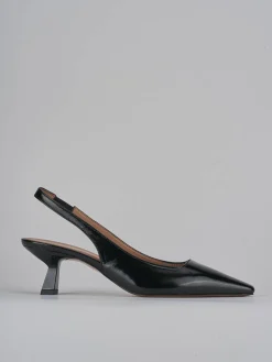 Décolleté e slingback tacco 6cm vernice nero