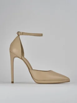 Décolleté e slingback tacco 11cm pelle marrone