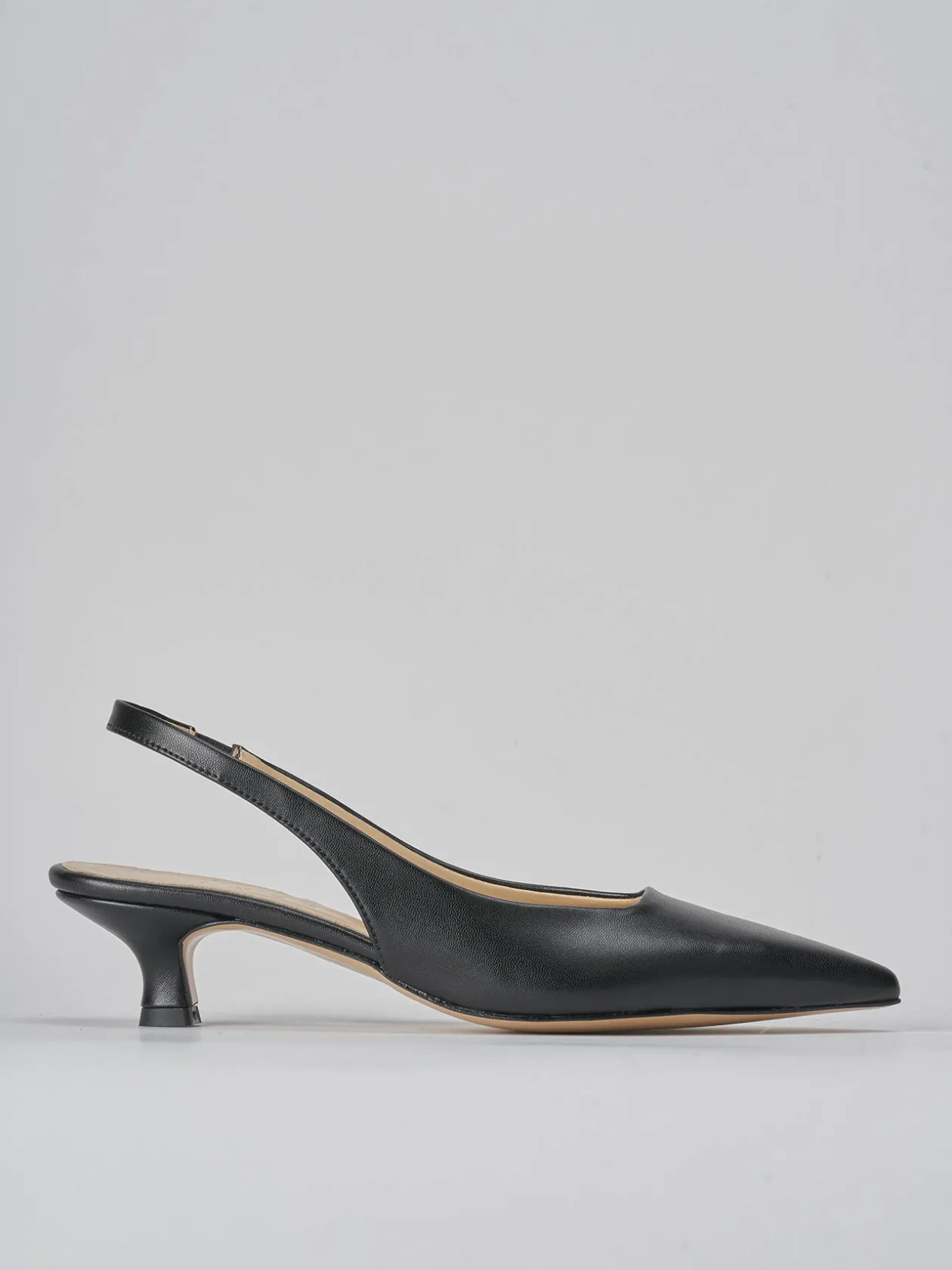 Décolleté e slingback tacco 3cm pelle nero