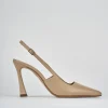 Décolleté e slingback tacco 9cm pelle marrone
