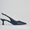 Décolleté e slingback tacco 5cm pelle blu