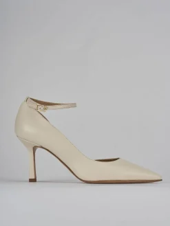 Décolleté e slingback tacco 7cm pelle bianco