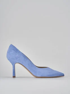 Décolleté e slingback tacco 7cm camoscio jeans
