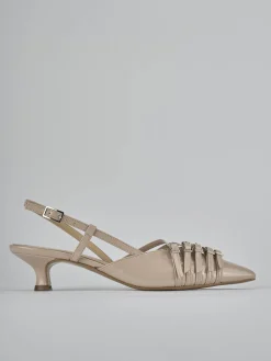 Décolleté e slingback tacco 4cm vernice beige