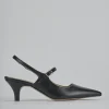 Décolleté e slingback tacco 4cm pelle nero