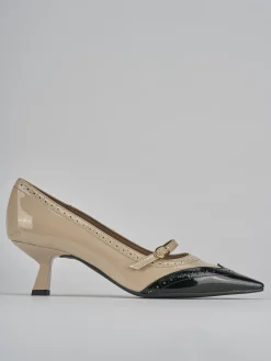 Décolleté e slingback tacco 6cm vernice beige