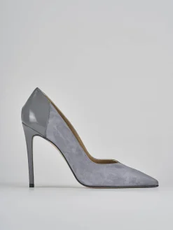 Décolleté e slingback tacco 11cm camoscio grigio