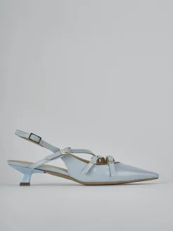 Décolleté e slingback tacco 4cm vernice azzurro