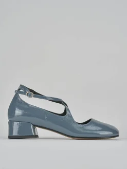 Décolleté e slingback tacco 4cm vernice jeans