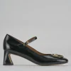 Décolleté e slingback tacco 5cm pelle nero