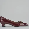 Décolleté e slingback tacco 3cm vernice bordo'