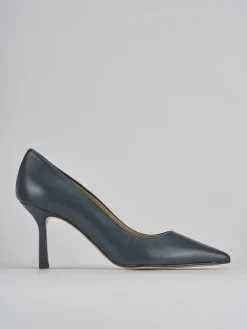 Décolleté e slingback tacco 7cm pelle blu