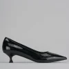 Décolleté e slingback tacco 4cm vernice nero
