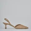 Décolleté e slingback tacco 5cm pelle marrone
