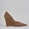 Décolleté e slingback tacco 9cm camoscio marrone