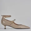 Décolleté e slingback tacco 5cm vernice beige