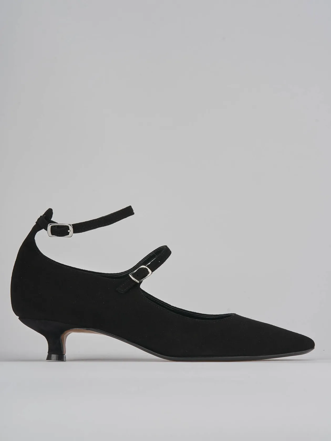 Décolleté e slingback tacco 3cm camoscio nero