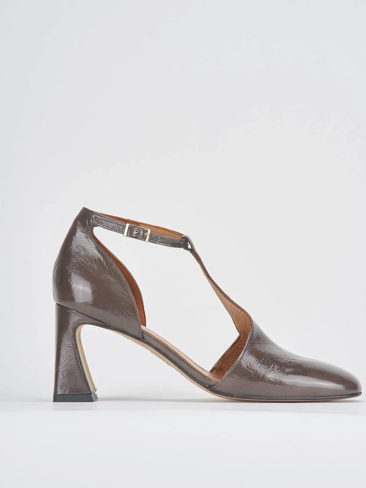 Décolleté e slingback tacco 5cm vernice grigio