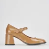 Décolleté e slingback tacco 8cm vernice marrone
