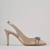 Décolleté e slingback tacco 7cm raso beige