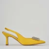 Décolleté e slingback tacco 5cm raso giallo