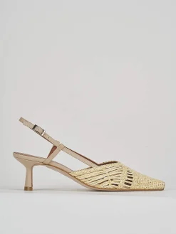 Décolleté e slingback tacco 5cm pelle beige