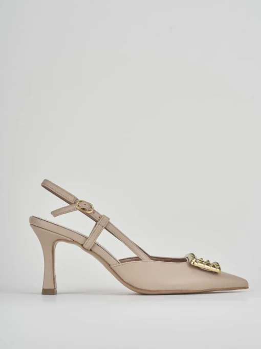 Décolleté e slingback tacco 8cm pelle rosa