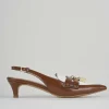 Décolleté e slingback tacco 3cm pelle marrone