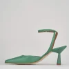 Décolleté e slingback tacco 7cm pelle verde