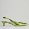 Décolleté e slingback tacco 3cm laminato verde