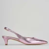 Décolleté e slingback tacco 3cm laminato rosa
