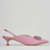 Décolleté e slingback tacco 3cm raso rosa