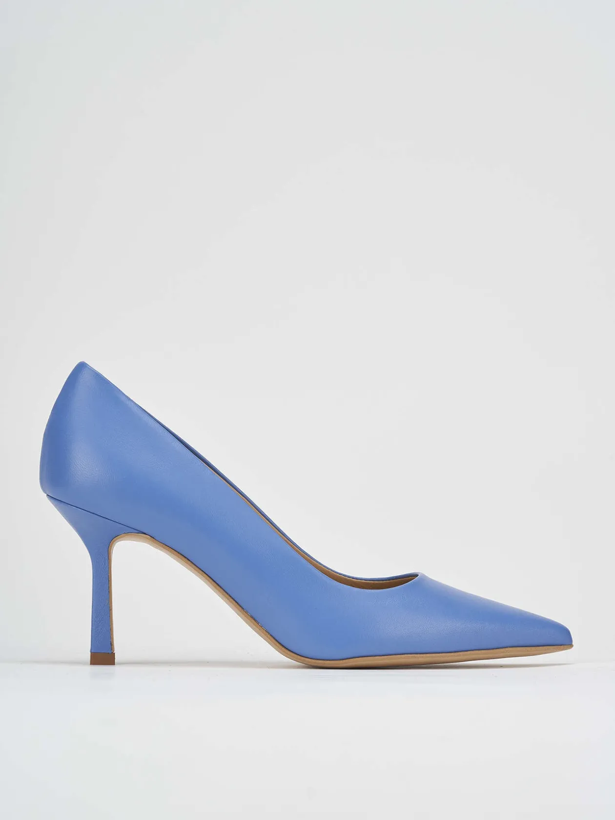 Décolleté e slingback tacco 7cm pelle azzurro