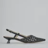 Décolleté e slingback tacco 4cm pelle nero