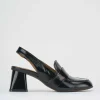 Décolleté e slingback tacco 6cm vernice nero