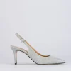 Décolleté e slingback tacco 5cm pelle argento