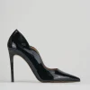 Décolleté e slingback tacco 10cm vernice nero