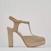 Décolleté e slingback tacco 11cm camoscio beige