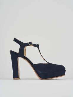 Décolleté e slingback tacco 11cm camoscio blu