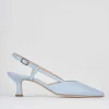Décolleté e slingback tacco 5cm pelle azzurro