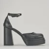 Décolleté e slingback tacco 11cm pelle nero